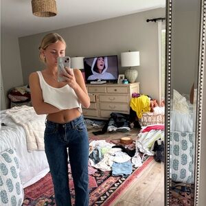 Abercrombie brand new mid rise straight leg jeans.